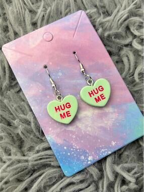 Mint green Heart valentines sweethearts earrings